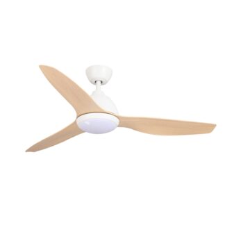Fanco Breeze 48'' (122cm) AC Ceiling Fan with LED Light - White and Beechwood