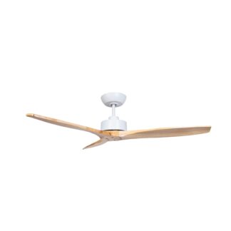 Fanco Wynd V3 54'' (137cm) DC Ceiling Fan - White and Handcrafted Timber Blades Natural
