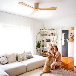 Fanco EarthFirst Gaia 54" (137cm) DC Ceiling Fan with Base Cap - Ecru and Natural Timber
