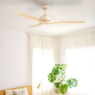Fanco EarthFirst Wynd 52'' (132cm) DC Ceiling Fan - Ecru and Natural Timber Blades