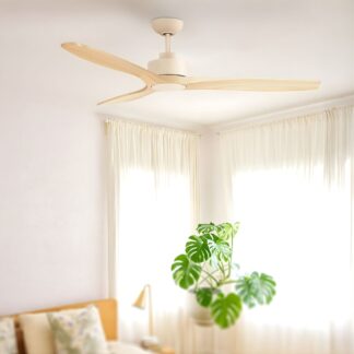Fanco EarthFirst Wynd 52'' (132cm) DC Ceiling Fan with Base Cap - Ecru and Natural Timber
