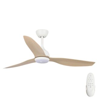 Fanco Eco Style 52'' (132cm) DC Ceiling Fan with LED Light - White and Beechwood