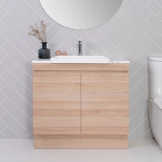ADP Glacier Lite Semi Recessed All Door Trio Vanity Solid Surface Top