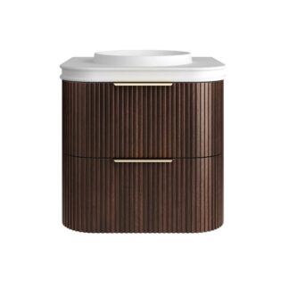 Otti Havana Fluted Curved Wall Hung Vanity with Moulded Top - Sable Walnut