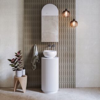 Ingrain Round Fluted Powder Room Vanity 400mm White