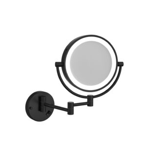 Thermogroup Ablaze 1 & 5x Magnification Wall Mounted Shaving Mirror - Matt Black, 200mm diametre with Concealed Wiring