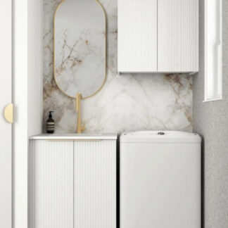 Otti Bondi White 650mm Fluted Laundry Cabinet Set