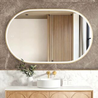 Otti LED Noosa 1200mm x 750mm Metal Frame Tuffi Mirror - Brushed Gold