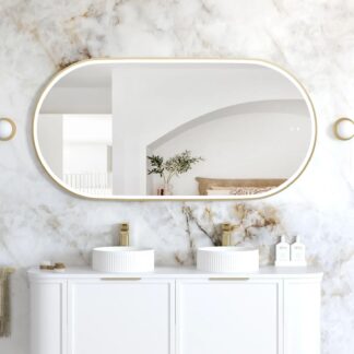 Otti LED Noosa 1500mm x 750mm Metal Frame Mirror - Brushed Gold