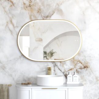 Otti LED Noosa 900mm x 600mm Metal Frame Mirror - Brushed Gold