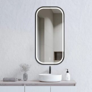 Otti LED Newport 900mm x 450mm Metal Frame Soft Square Mirror - Black