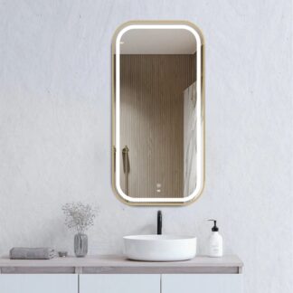 Otti LED Newport 900mm x 450mm Metal Frame Soft Square Mirror - Brushed Gold