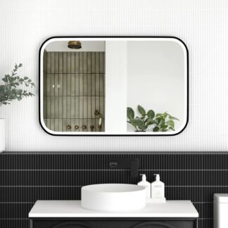 Otti LED Newport 900mm x 600mm Metal Frame Tuffi Mirror - Black