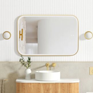 Otti LED Newport 900mm x 600mm Metal Frame Mirror - Brushed Gold