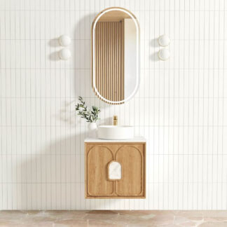 Otti Laguna Mk II Woodland Oak Wall Hung Vanity with Pure White Top