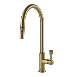 Turner Hastings Ludlow Pull Out Sink Mixer with Metal Lever Handle - Brushed Brass