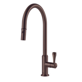 Turner Hastings Ludlow Pull Out Mixer Tap with Metal Lever Handle - English Bronze