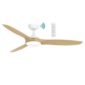 Martec Newport 1420mm DC Ceiling Fan with LED Light Matte White/Oak