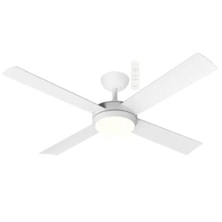 Martec Quantum 1320mm DC Ceiling Fan With 24W Tricolour LED Light Matte White