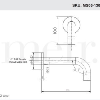 Meir Round Curved Spout 130mm - Champagne