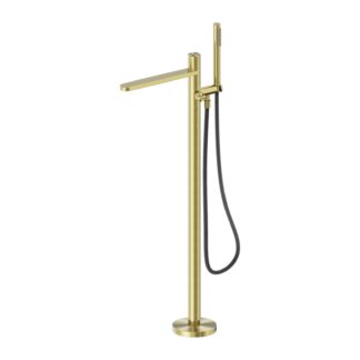 Nero Pure SS316L Freestanding Bath Mixer With Outdoor Shower Hose Brushed Gold