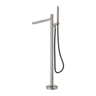 Nero Pure SS316L Freestanding Bath Mixer With Outdoor Shower Hose Brushed Nickel
