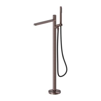 Nero Pure SS316L Freestanding Bath Mixer With Outdoor Shower Hose Brushed Bronze