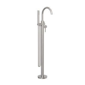 Nero Mecca Round Freestanding Mixer With Hand Shower Brushed Nickel