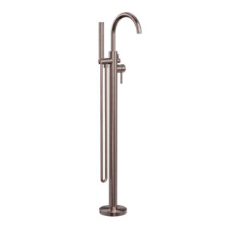 Nero Mecca Round Freestanding Mixer With Hand Shower Brushed Bronze