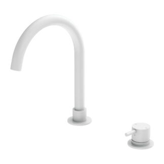 Nero Mecca Hob Basin Mixer Round Swivel Spout Matte White