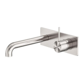 Nero Mecca Wall Basin/Bath Mixer Handle Up 260mm Brushed Nickel