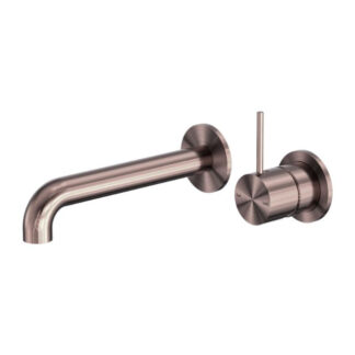 Nero Mecca Wall Basin/Bath Mixer Separate Back Plate Handle Up 260mm Brushed Bronze