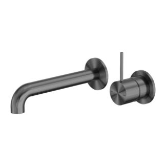 Nero Mecca Wall Basin/Bath Mixer Separate Back Plate Handle Up 260mm Gun Metal