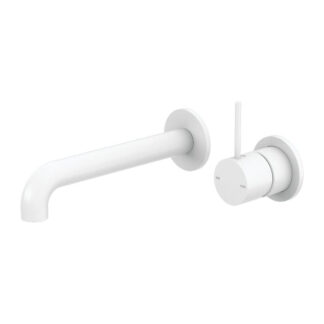 Nero Mecca Wall Basin/Bath Mixer Separate Back Plate Handle Up 260mm Matte White