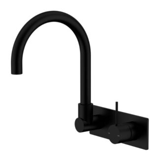 Nero Mecca Wall Basin/Bath Mixer Swivel Spout Handle Up Matte Black