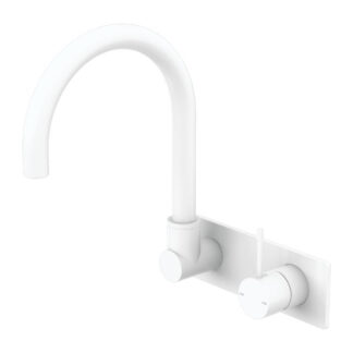 Nero Mecca Wall Basin/Bath Mixer Swivel Spout Handle Up Matte White