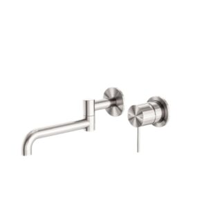Nero Mecca Wall Basin/Bath Mixer Swivel Spout 225mm Brushed Nickel