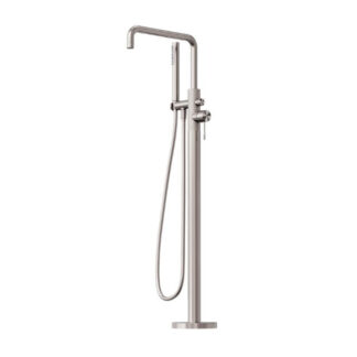 Nero Opal Freestanding Bath Mixer With Hand Shower Brushed Nickel