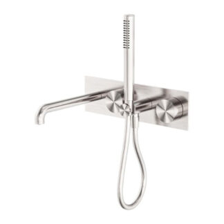 Nero Kara Progressive Shower System With Spout 250mm Brushed Nickel