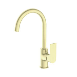 Nero Bianca Kitchen Mixer Gooseneck Spout Brushed Gold