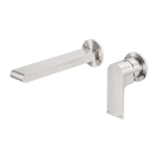 Nero Bianca Wall Basin/Bath Mixer Separate Back Plate 187mm Brushed Nickel