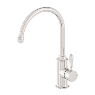 Nero York Kitchen Mixer Gooseneck Spout With Metal Lever Brushed Nickel