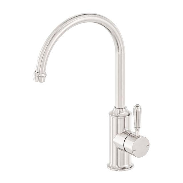 Nero York Kitchen Mixer Gooseneck Spout With Metal Lever Brushed Nickel