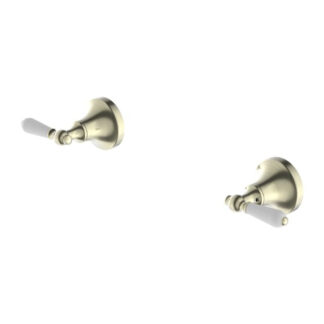 Nero York Wall Top Assemblies With White Porcelain Lever Aged Brass