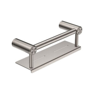 Nero Mecca Care 25mm Grab Rail With Shelf 300mm Brushed Nickel