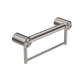 Nero Mecca Care 32mm Grab Rail With Towel Holder 300mm Brushed Nickel