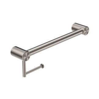 Nero Mecca Care 32mm Grab Rail With Toilet Roll Holder 450mm Brushed Nickel