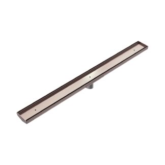 Nero Tile Insert V Channel 900x82mm Floor Grate 50mm Outlet Brushed Bronze