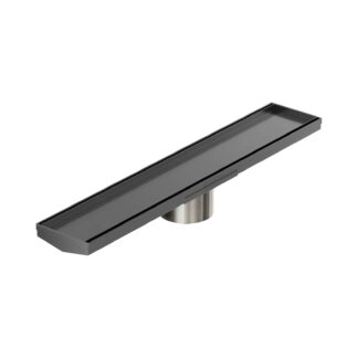 Nero Tile Insert V Channel 600x106mm Floor Grate 90mm Outlet Gun Metal