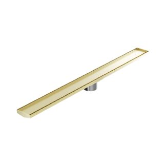 Nero Tile Insert V Channel 1200x106mm Floor Grate 90mm Outlet Brushed Gold